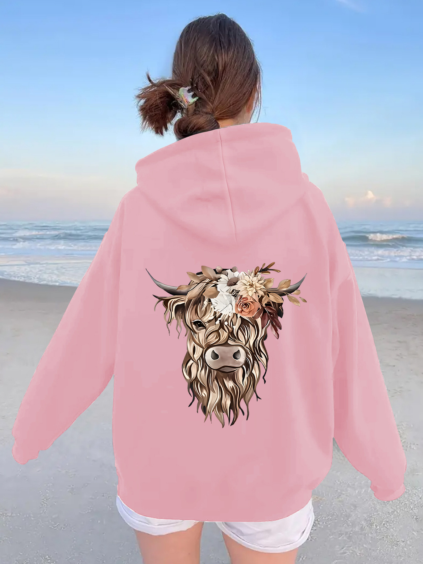 Flower Cow Head Printed Hoodie — image 8