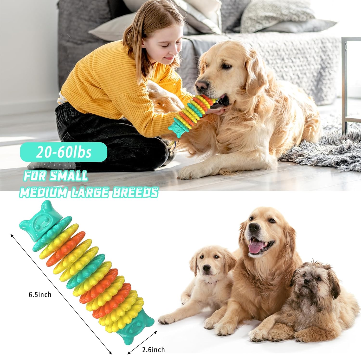Dog Chew Toys For Aggressive Chewers Durable Dog Toys For Large Medium Small Breed Dogs Rubber Indestructible Dog Teething Toys Tough Interactive Outdoor Dog Toys For Entertainment — image 4