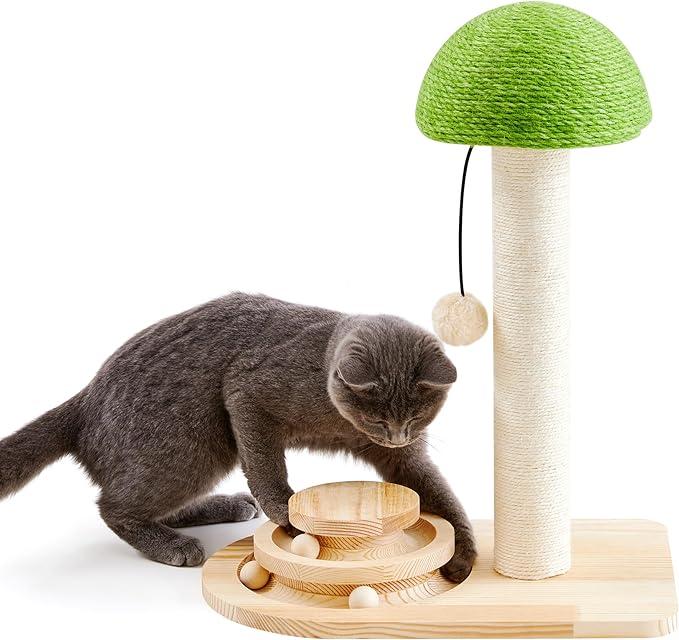 Ropa de Sisal para Setas 2 en 1 Bola Interactiva de Madera Juego de Pared de Rasguñado para Gatos — imagen 1
