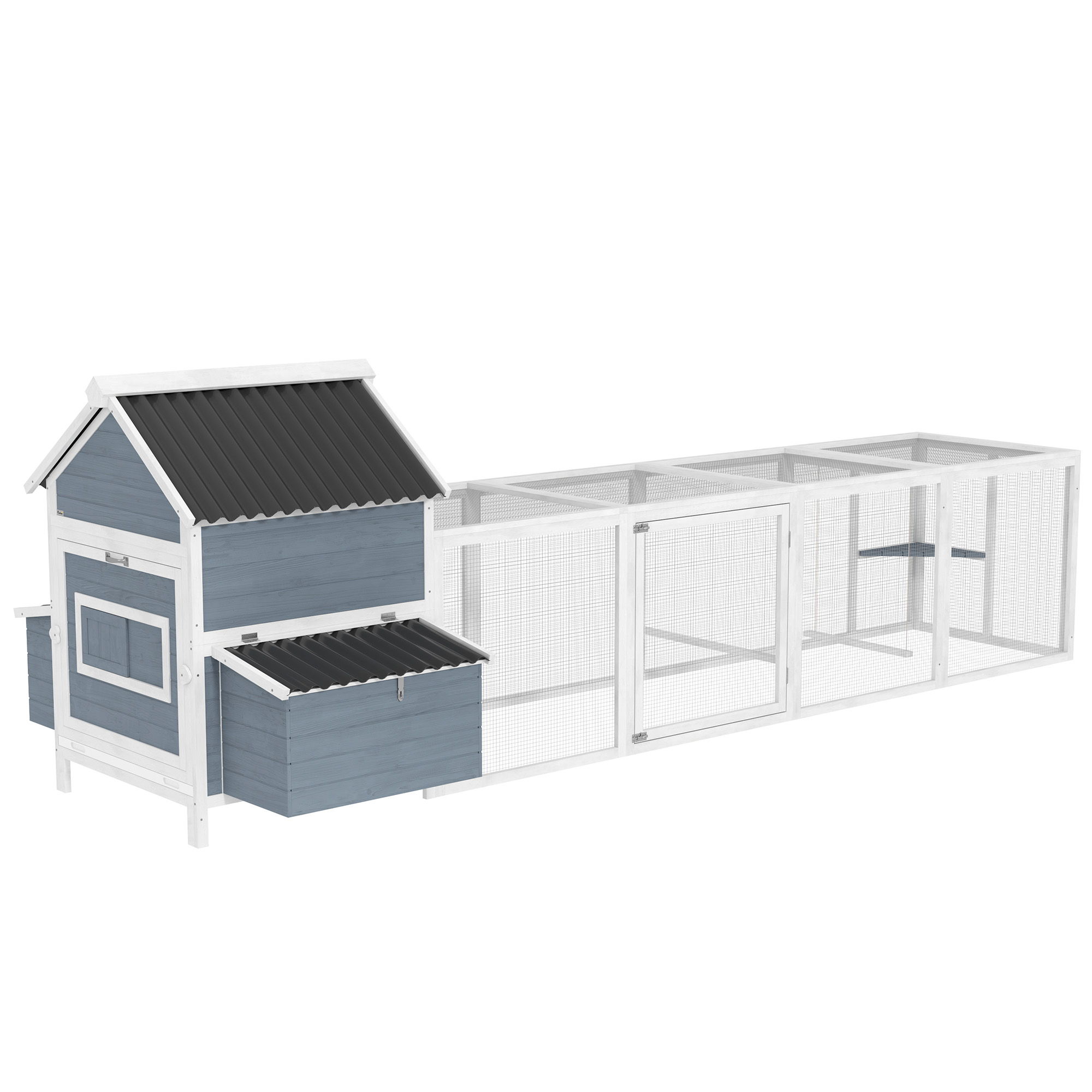 156 Coopero de Madera Extra Grande para 10-15 Gallinas con 2 Casillas de Puesta, Cárcel de Ejercicio, Techo Ondulado Impermeable, Gris Claro — imagen 1