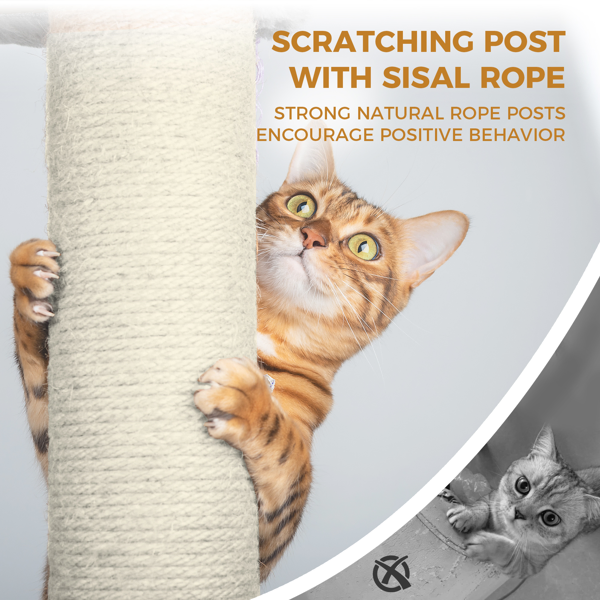 Torre para Gatos Gris Oscuro con Base Ancha, 3 Condos de Escondite Grandes, 11 Postes de Rastrillado Sisal, Escalera de Rastrillado Sisal, 2 Hamacas, Plataforma Superior Grande, Muchos Perch de Aterrizaje y Juguetes Interactivos — imagen 5