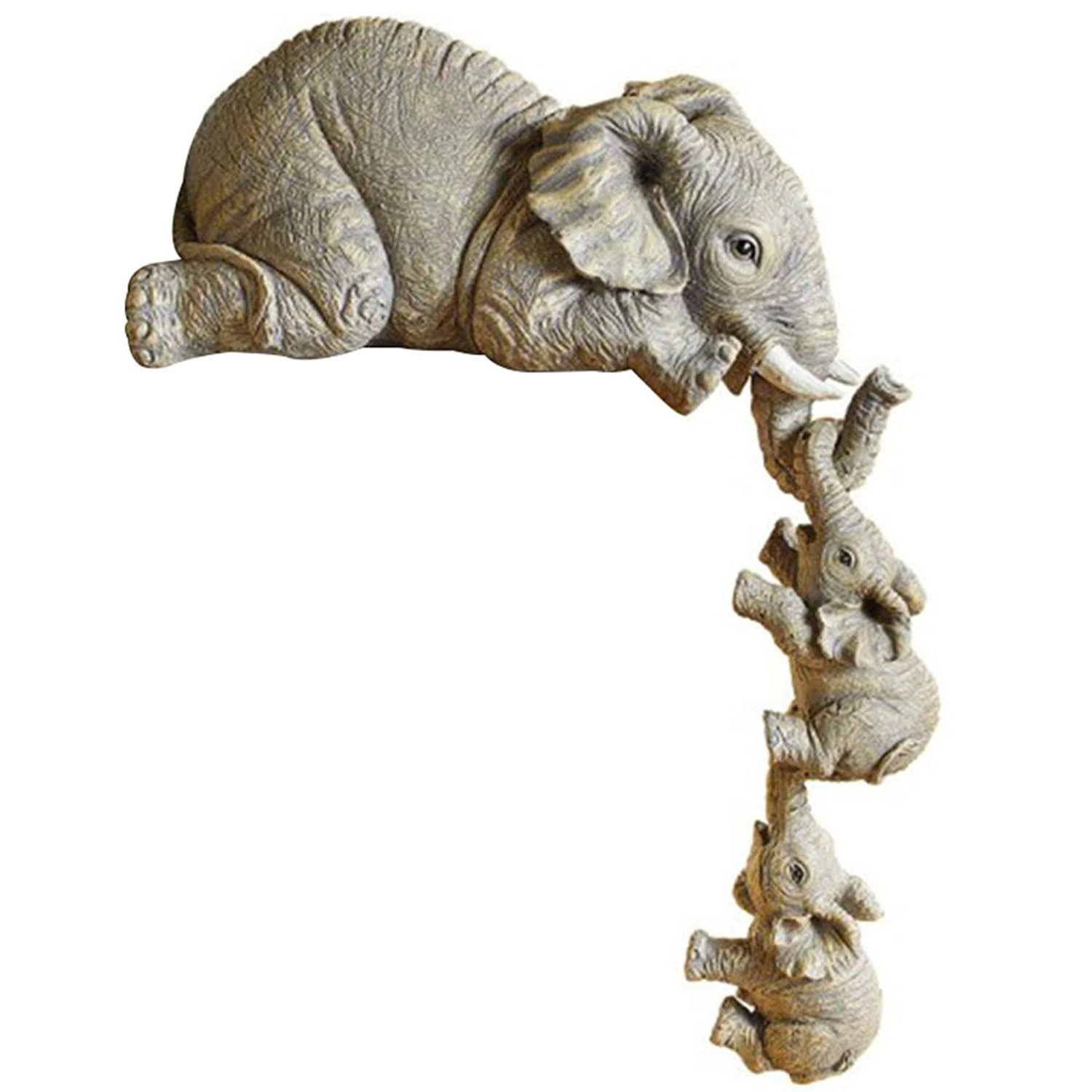 Three Elephants Resin Gardening Ornament Cute Elephant Figurines Elephant Hanging Baby Elephant Craft — image 4