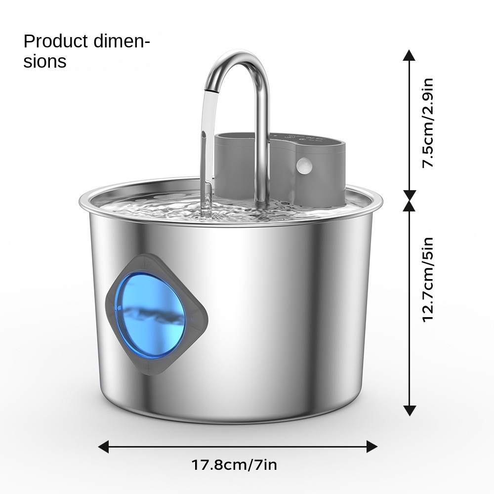 Smart Stainless Steel Cat Water Dispenser, Wireless Sensor, No Plug-in, Automatic Circulation, Large Capacity Pet Water Fountain — image 9