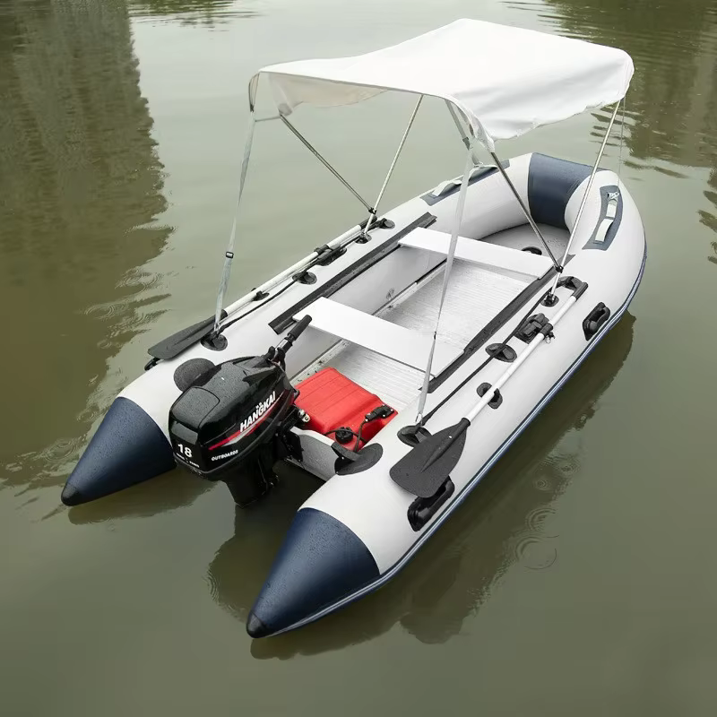 Barco inflable resistente a colisiones para asalto de 3,8 metros con suelo de aleación de aluminio y accesorios para remo — imagen 3