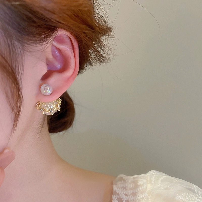 Mermaid Princess Pearl Double Sided Earrings Fashionable Light Luxury Style Earrings Temperament Versatile Shu Earrings — image 1