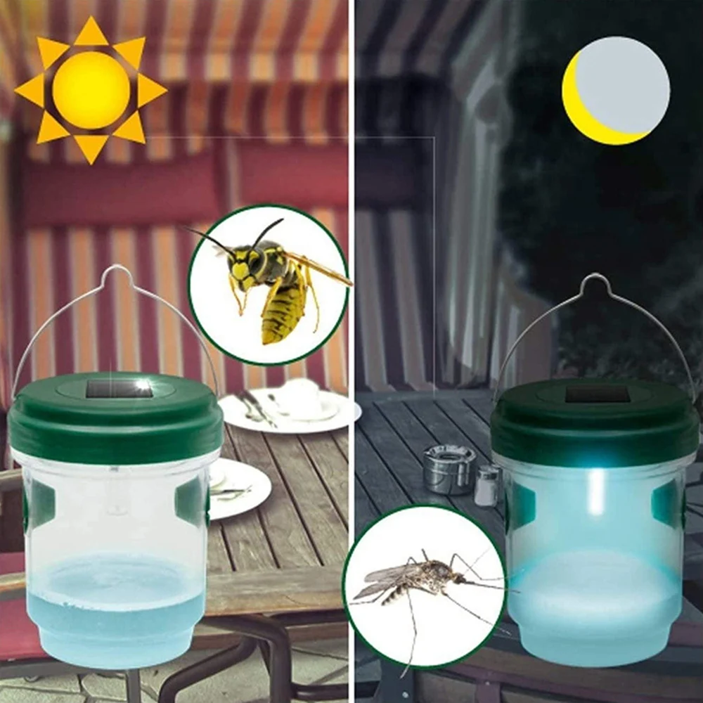 Solar Wasp Trap Waterproof Outdoor Hanging Trap Safe Non-Toxic Bee Hornet Traps Reusable Garden Fruit Fly Catcher — image 4