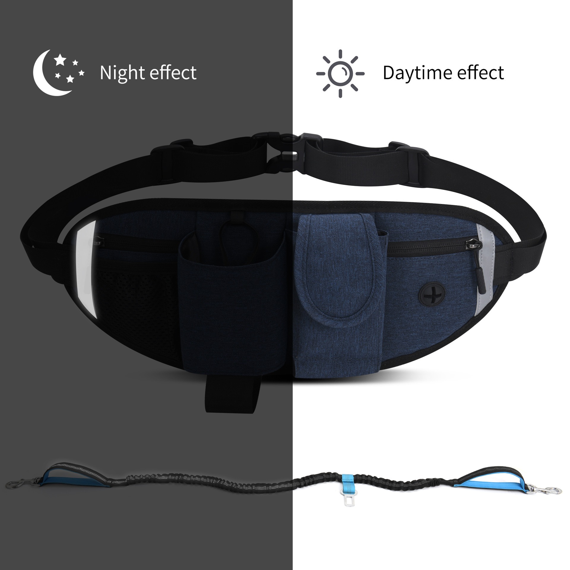 Bolsa de cintura para deportes de running, multifuncional, impermeable, para mascotas, exterior, anti-colisión, elástica, para pasear perros — imagen 5