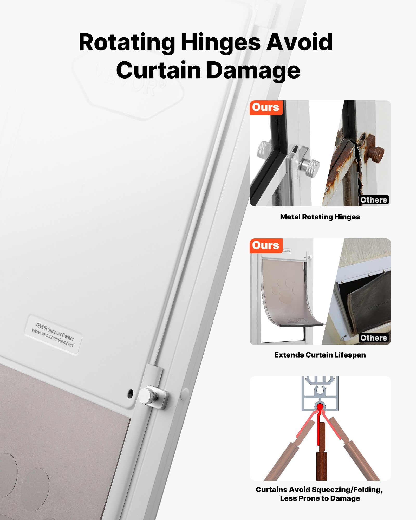 Dog Door For Sliding Glass Door, 91 To 96 In Adjustable Height, Aluminum Alloy Frame With Metal Rotating Hinges, Lock Design, 10 1/4 X 16 1/4 In Flap, Sliding Glass Pet Door For Renters — imagen 3