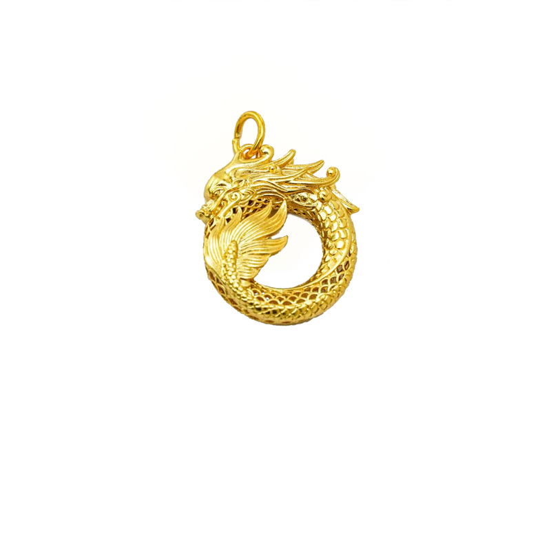 Joyería de Oro 24k, Collar Ouroboros Dragón Comiendo Su Propia Cola, Símbolo Antiguo del Infinito, Colgante de Doble Cara — imagen 4