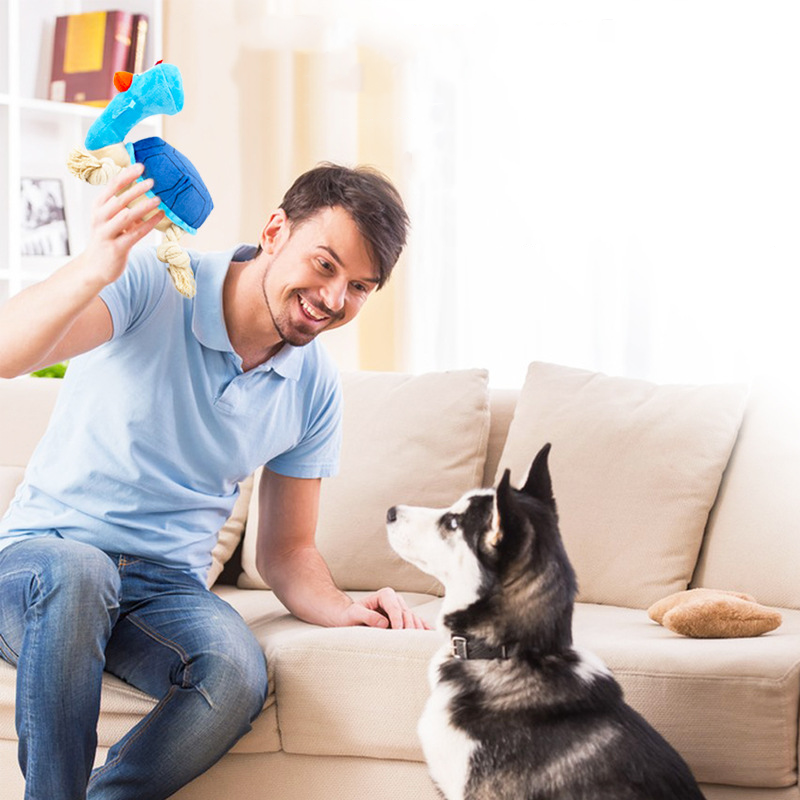 Juguetes de peluche interactivos con sonido para perros, resistentes a mordidas, que desgastan los dientes, cuerda para morder y aliviar el estrés, juguetes grandes para perros y cachorros — imagen 2