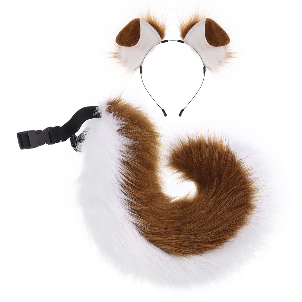 Handmade Plush Folded Ear Dog Headband Animal Ears Hair Accessory Cosplay Dog Ears Performance Tail Accessories — image 4