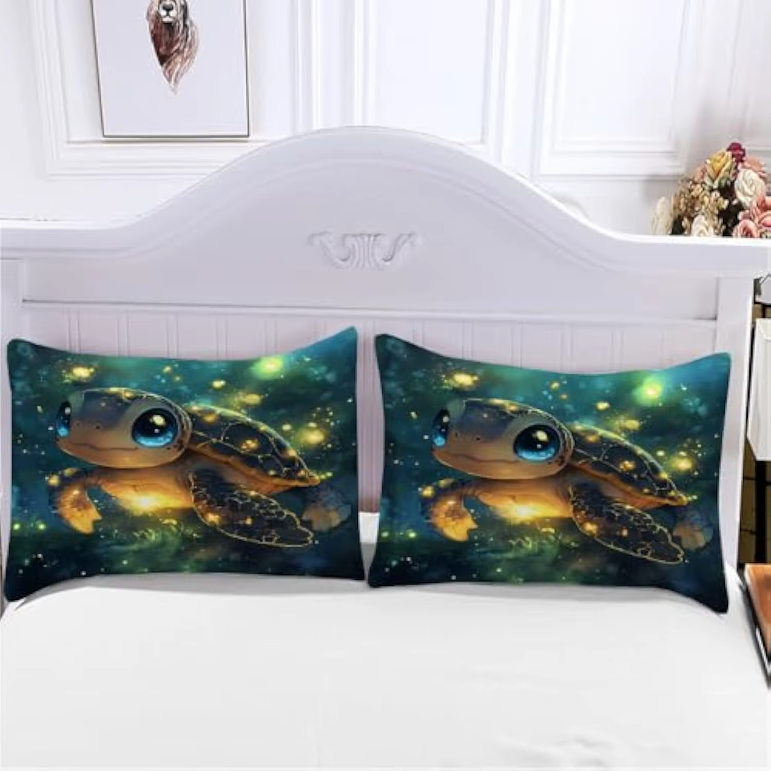 Conjunto de camas para tortugas animadas, efecto 3D para niñas, manta de microfibra con cremallera y funda para cojín — imagen 4