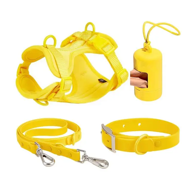 Luxury Waterproof PVC Neoprene Pet Poop Bag Dispenser Set, Dog Harness, Leash Collar Set for Dog — image 12