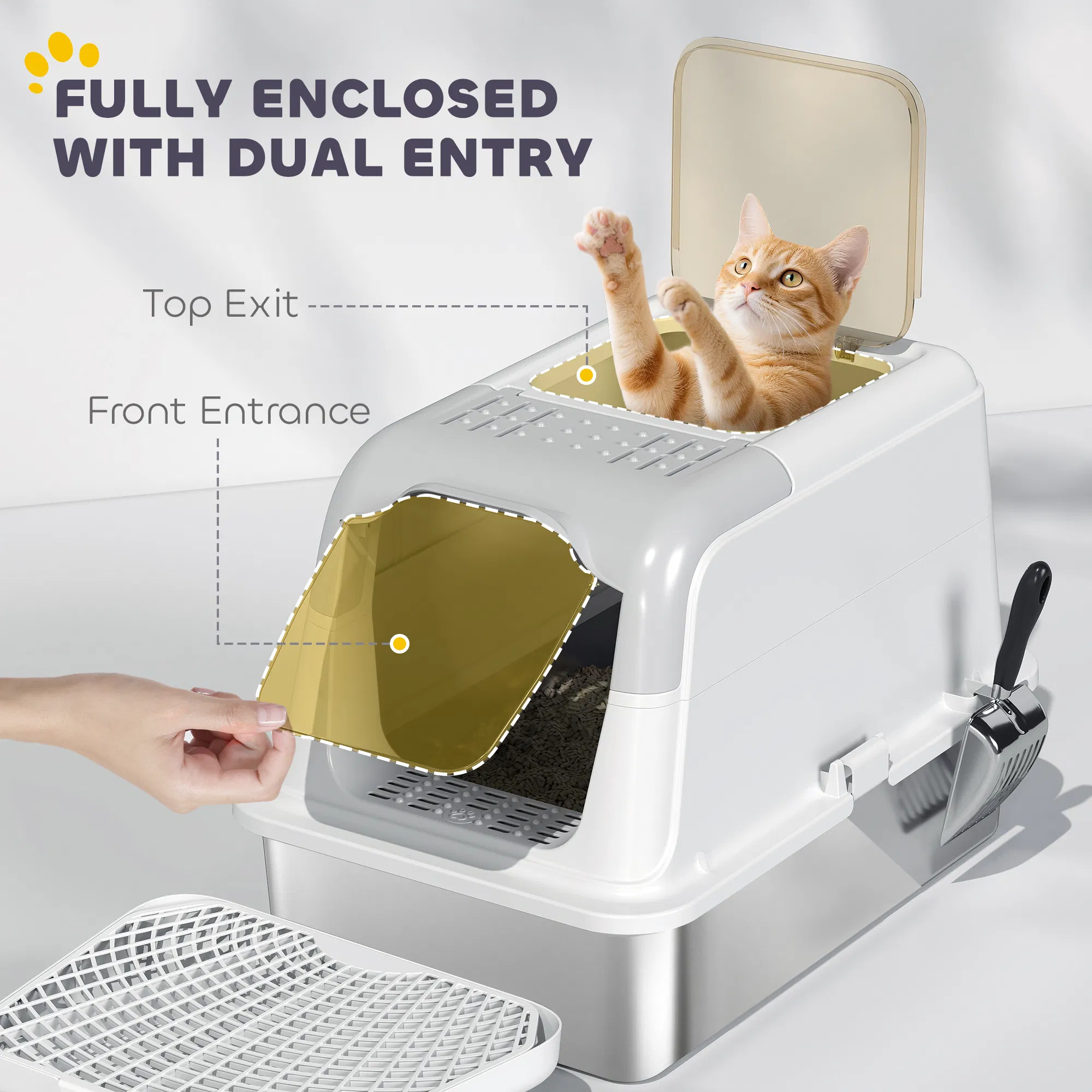 Stainless Steel Enclosed Litter Box for Cats — image 4