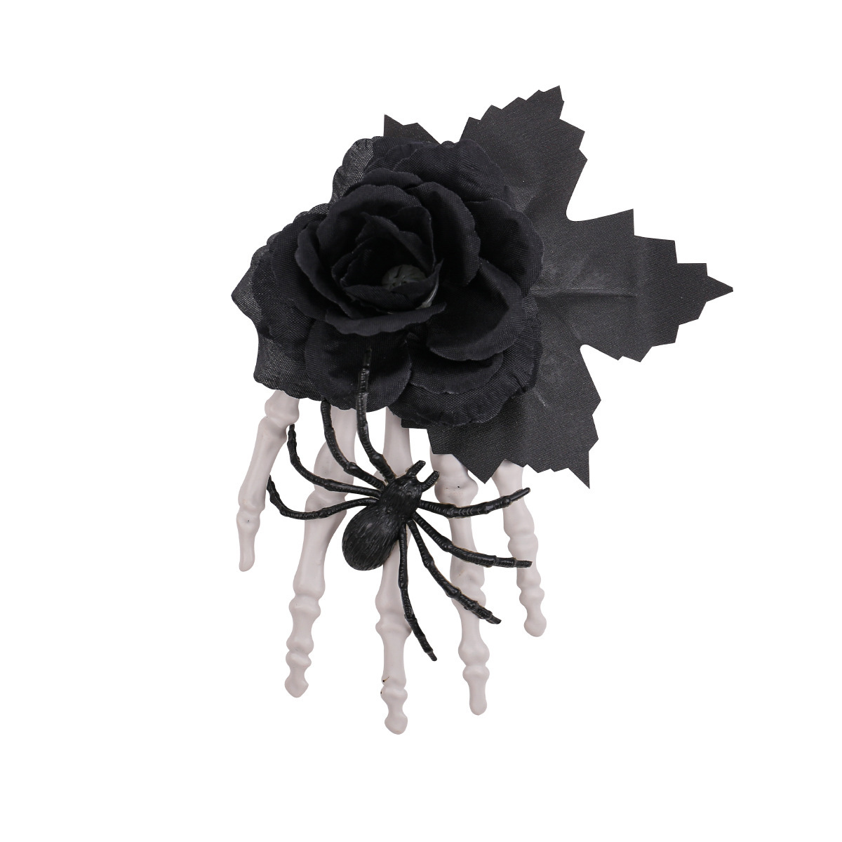 Halloween Ghost Hand Black Rose Spider Hair Clip, Skull Hand Hair Accessory, Horror Costume Party Decoration — image 6
