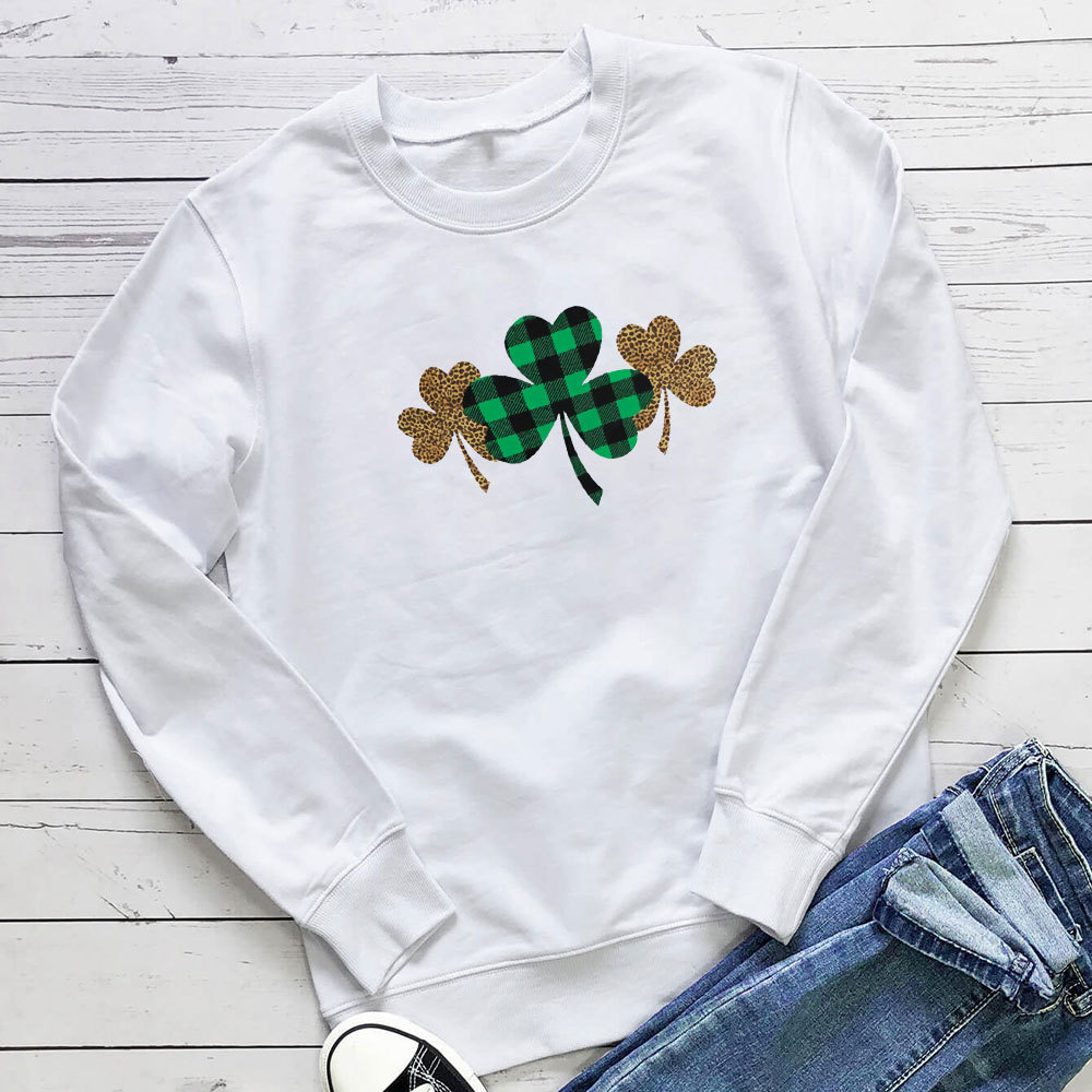 Leopard print clover print loose long sleeved sweatshirt — image 3
