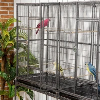 Rolling L Bird Cage W Storage Shelf Perch Food Container — imagen 8