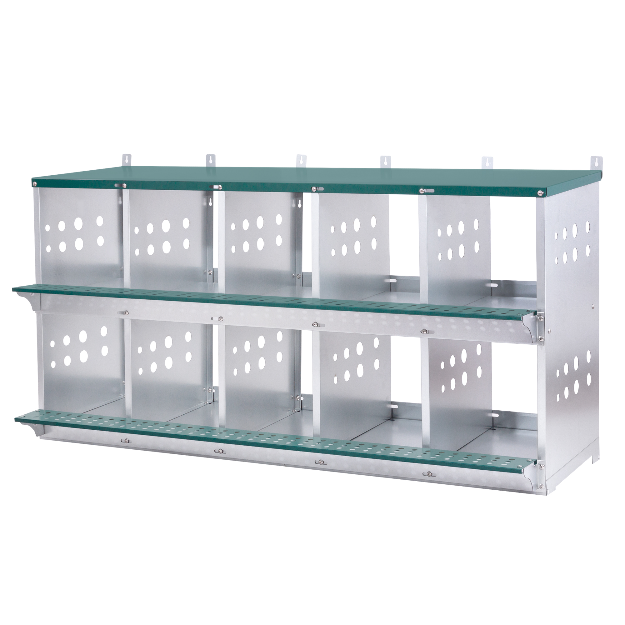 Nidal Metálico de 10 Compartimentos para Montaje en Pared, para Gallinas y Patos, Fácil Recolección de Huevos, Equipo de Gallinero de Acero Galvanizado Ventilado, Verde — imagen 3
