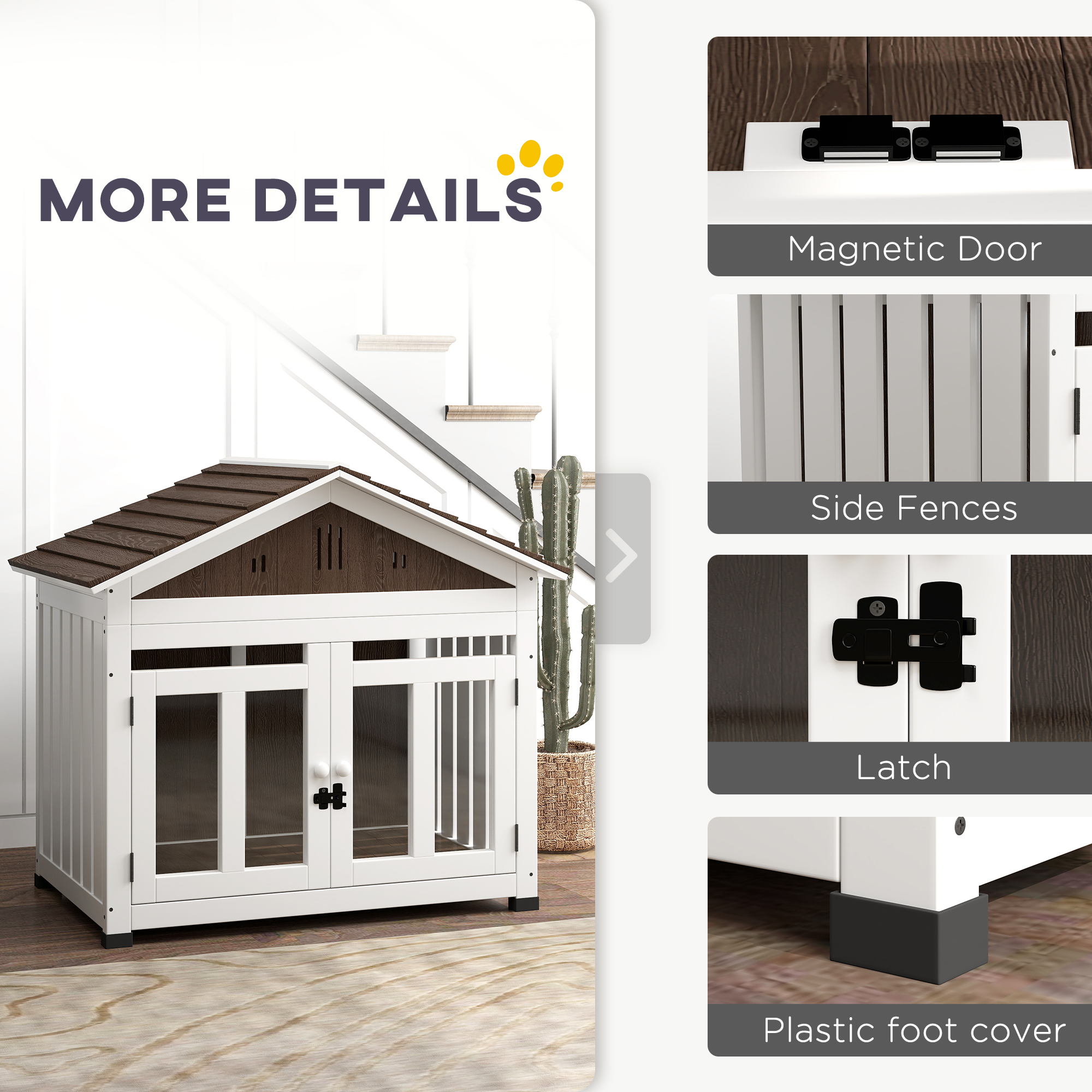 Casa de Perro en Madera L para Pequeños, Medianos y Grandes Perros con Ventilación y Piso Elevable Removible — imagen 3