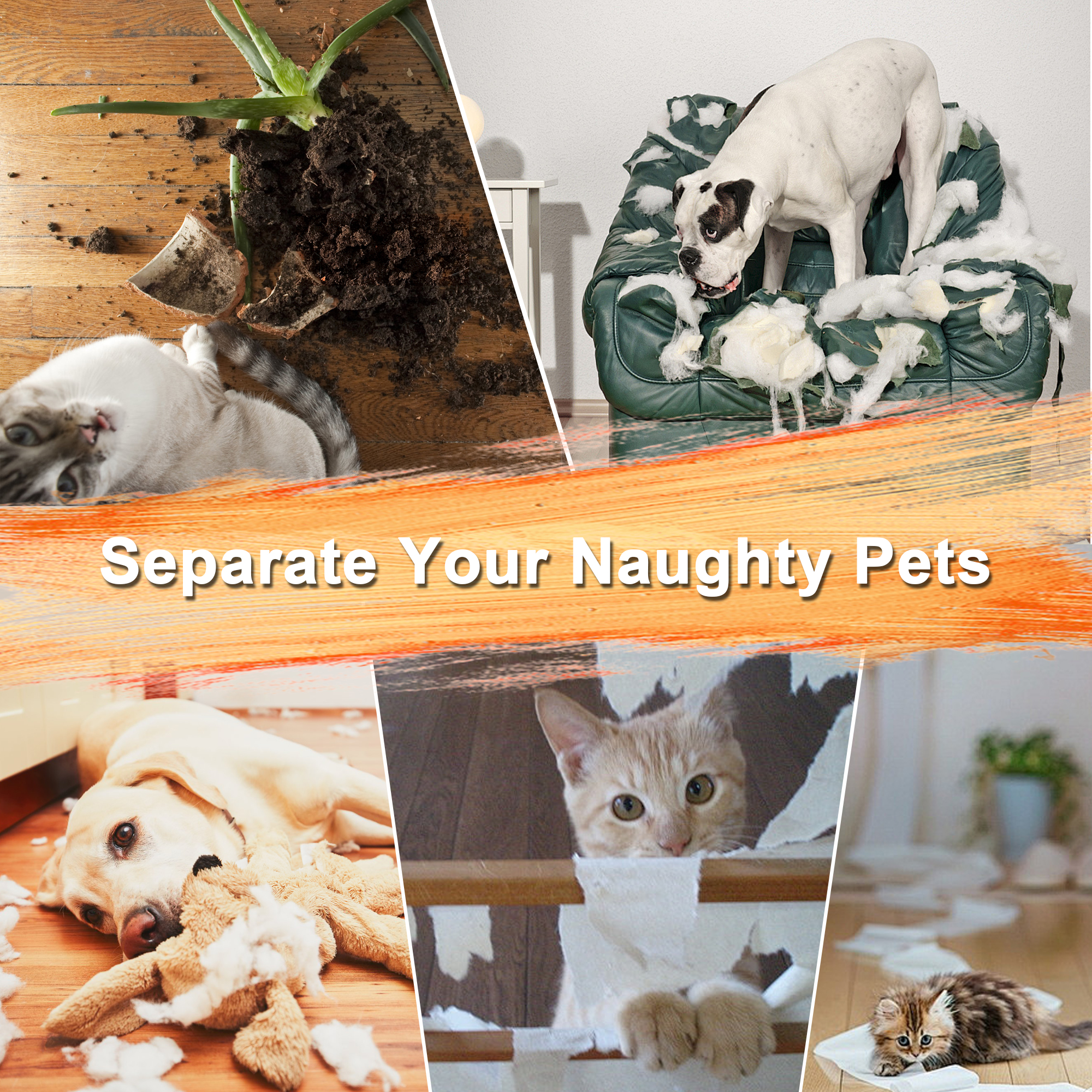 Puerta para Gatos Extra Alta de 61 Pulgadas para Pasillo, Ampliable 30.2-32.6 Pulgadas con Puerta para Perros y Gatos, Adecuada para Pasillos o Cocina, Kit de Montaje Sin Taladro Blanco — imagen 3