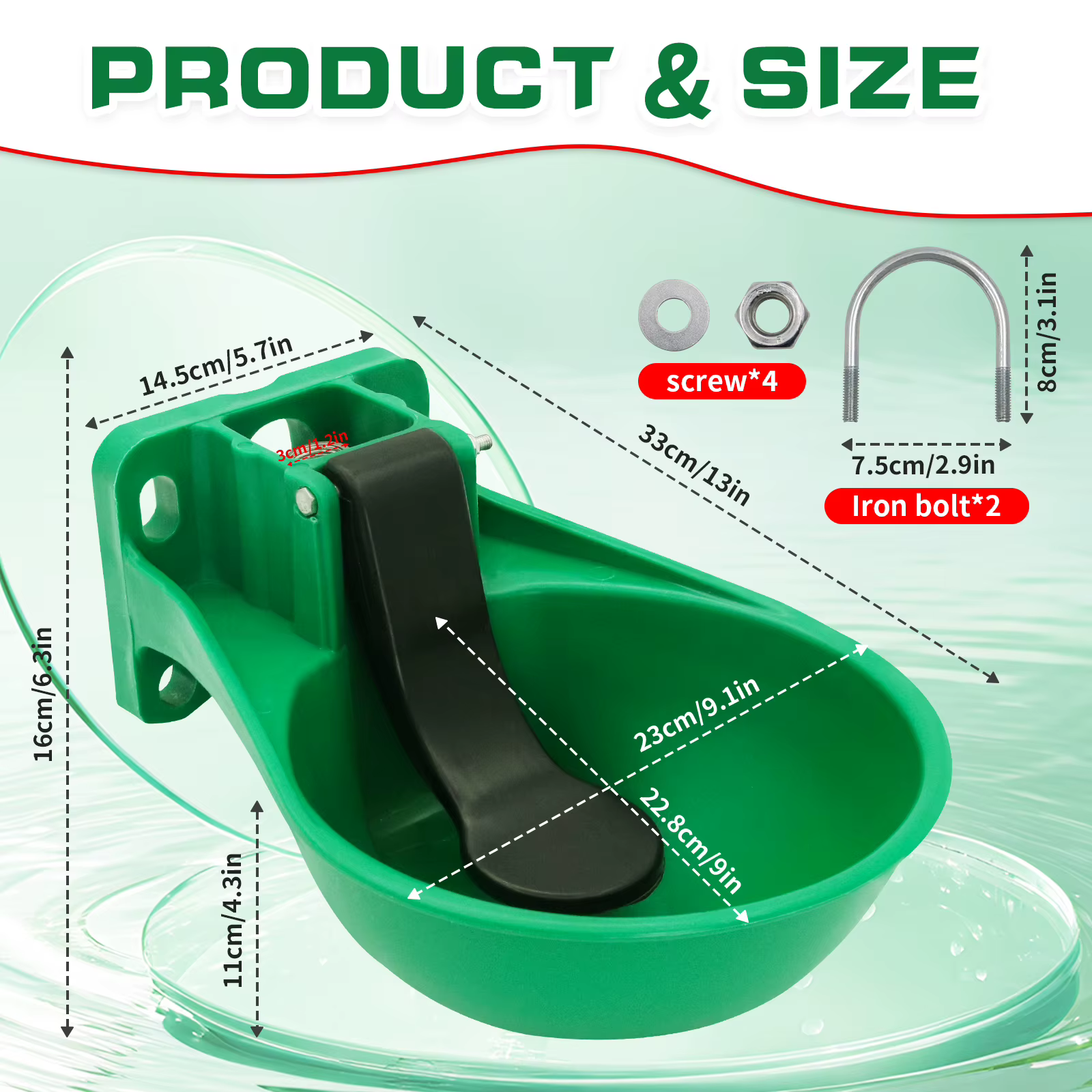 Bebedero Automático para Ganado con Montaje de Perno en U, Dispensador de Agua a Presión para Caballos, Vacas y Ovejas, Plástico Grado Alimenticio Libre de BPA — imagen 2