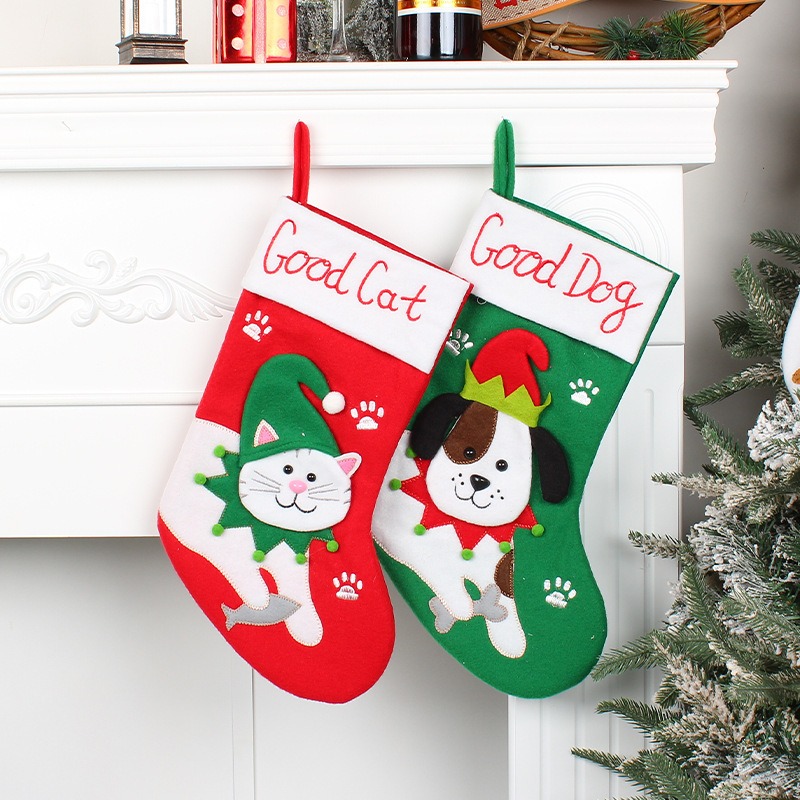 Cute Cat and Dog Christmas Socks Cartoon Christmas Socks Pendant Christmas Tree Gift Bag Decorative Socks — image 6
