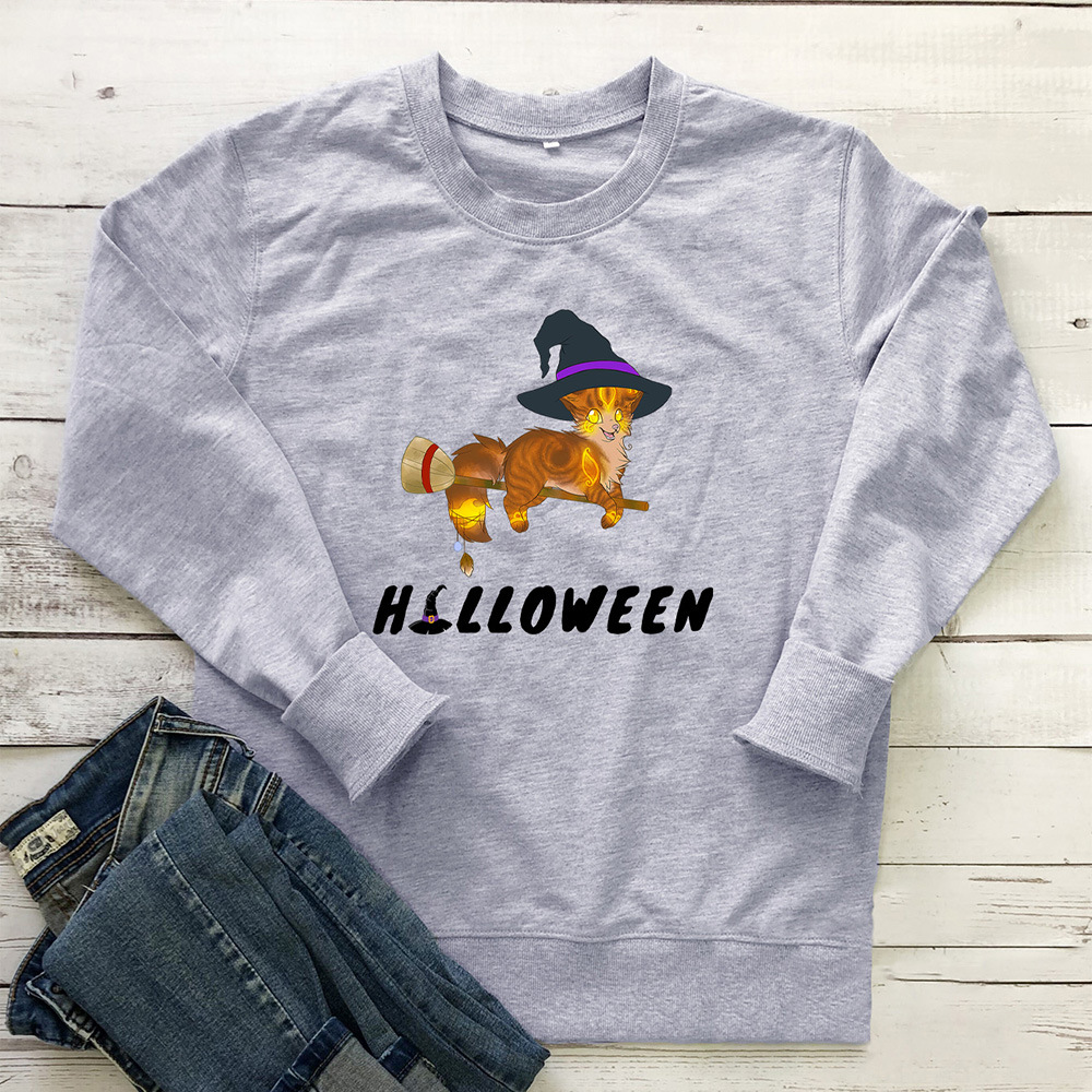 Halloween letter cat print pattern hoodie — image 3