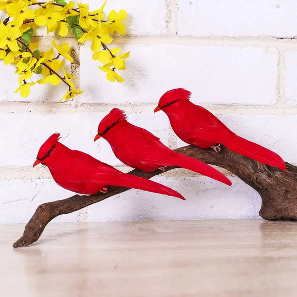 12 Pzas de Clips de Pájaros Cardenales Rojos Artificiales, Clips de Pájaros Cardenales Navideños, Pájaro Cardenal Rojo Falso para Decoración de Árbol de Navidad y Manualidades — imagen 5