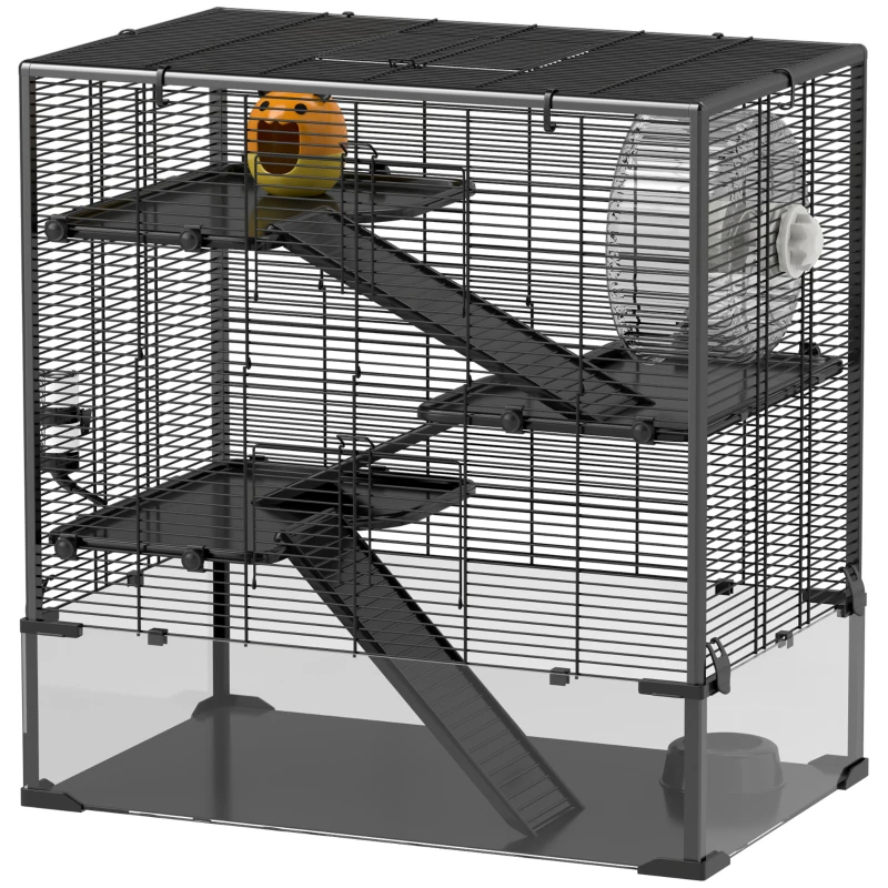 4 Tier Hamster Cage With Deep Tempered Glass Bottom, Running Wheel, Hut, Water Bottle, Food Dish — imagen 9