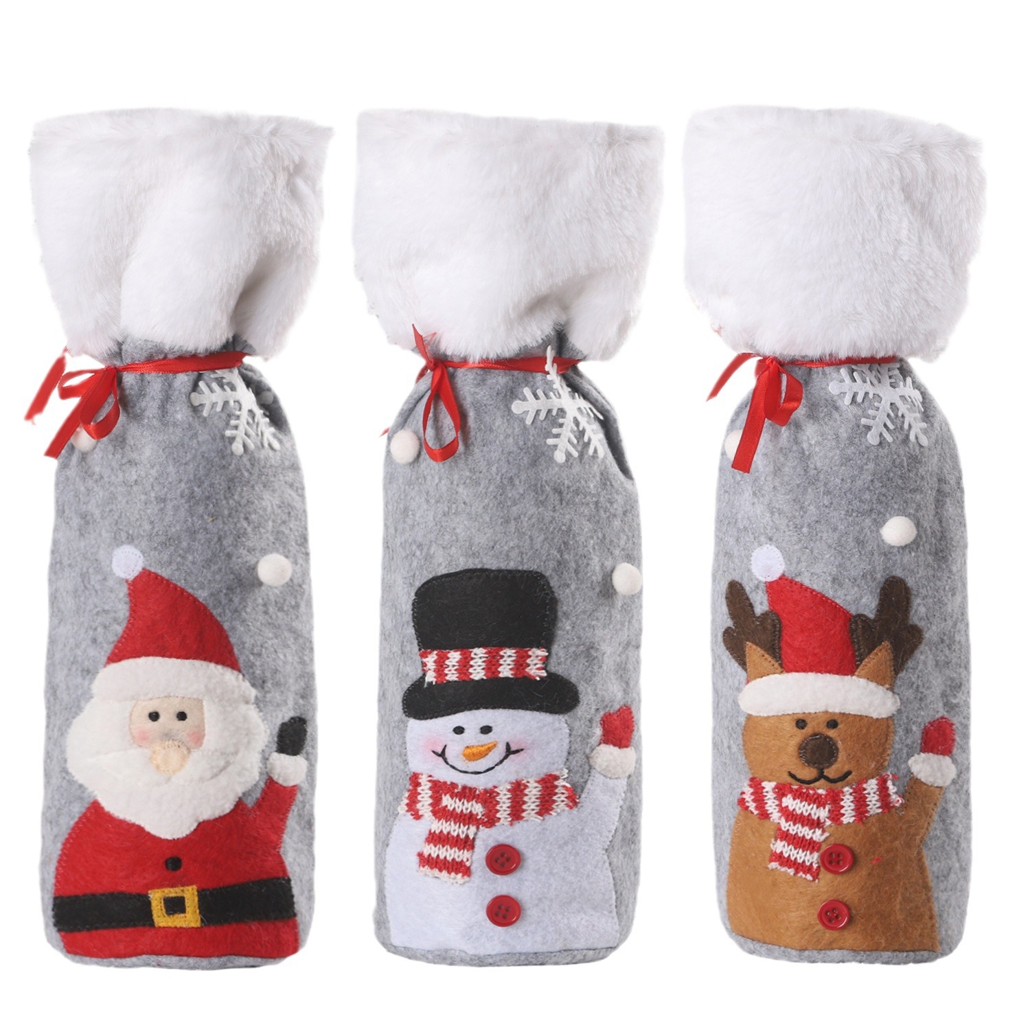 Christmas supplies red wine bottle covers elderly snowmen elk red wine bags household items — image 5