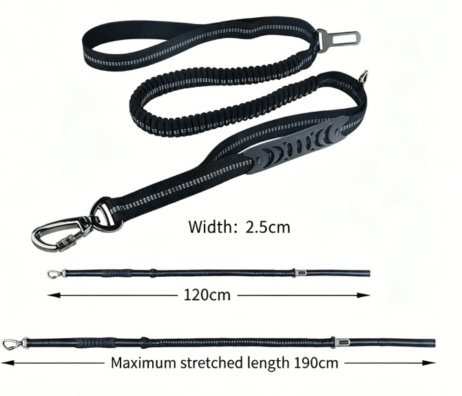 2.5*135CM Correa Elástica para Perro de Fábrica con Cinturón de Seguridad Reflectante para Auto — imagen 5