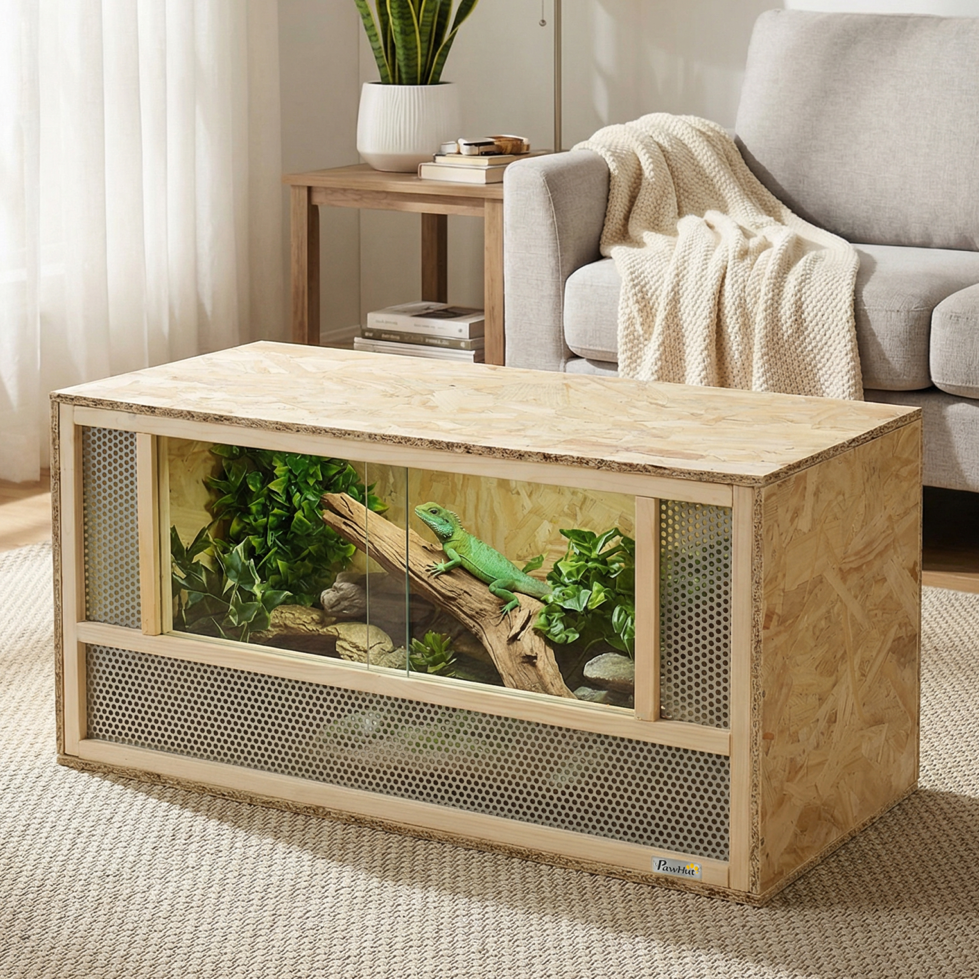 Wooden Reptile Terrarium with Sliding Door for Chameleon, Lizard, Snake, Frog, Turtle, 31.5" x 15.7" x 15.7" — image 2