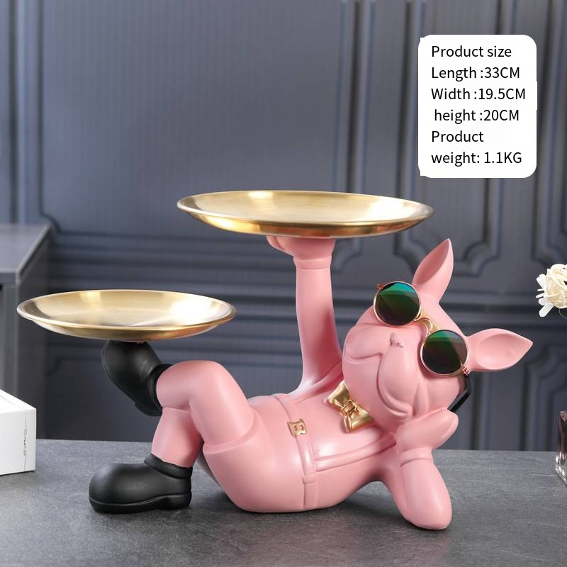Creative Wealth Dog Ornament Entrance Key Storage Tray Desktop Candy Plate Home Decoration — image 8