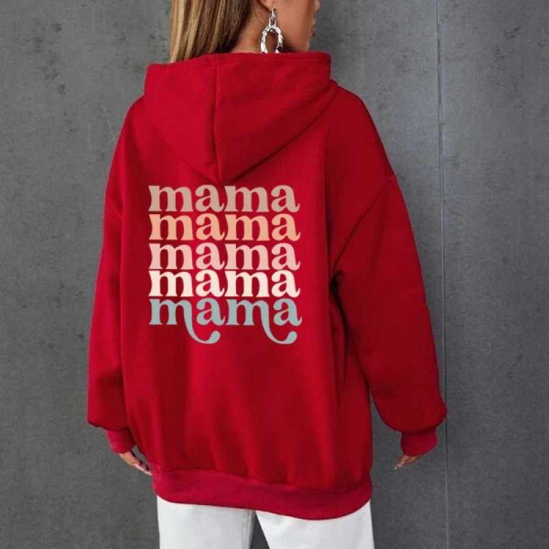 Casual Printed Long Sleeve Kangaroo Pocket Hooded Sweatshirt for Women — image 11