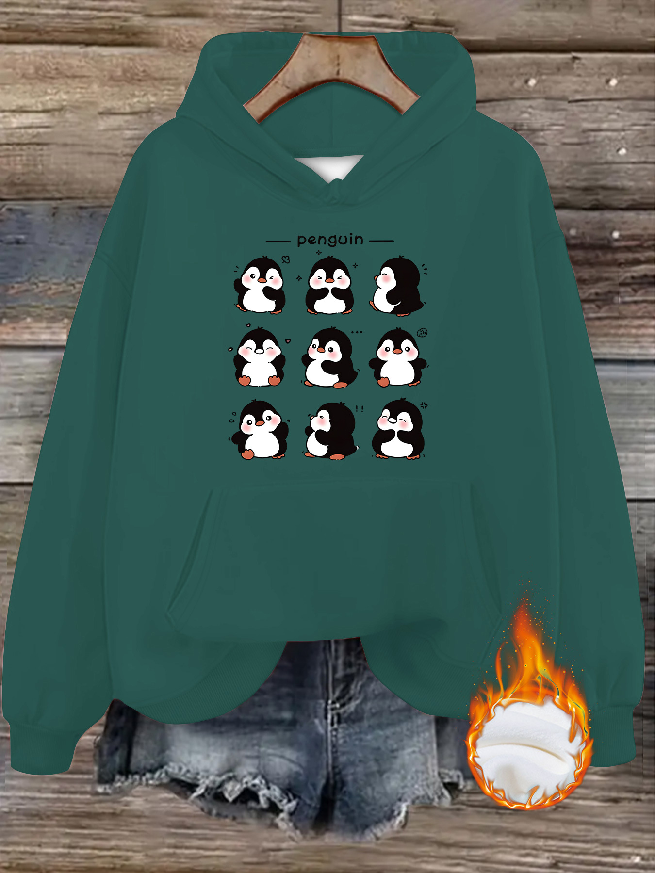 Penguin print hooded sweatshirt — image 12