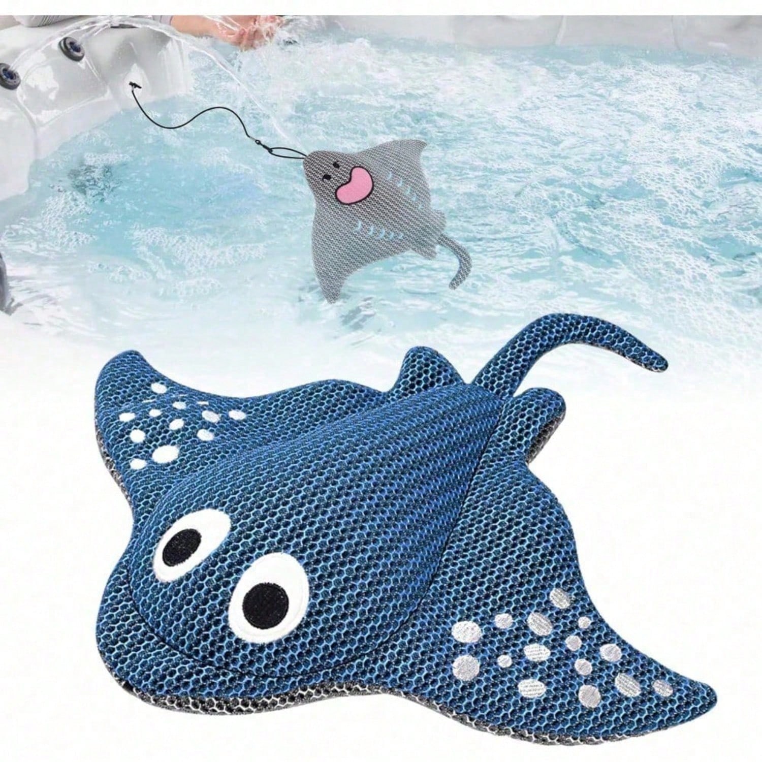 Diseño de Rayas y Tortugas Flotantes para Limpiar Escuma: Malla de Miel 3D Limpia y Reutilizable para Jacuzzis, Piscinas, Duchas y Bañeras — imagen 12