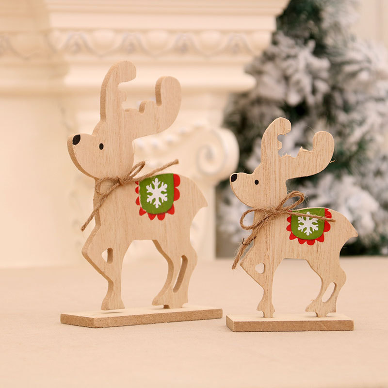 Christmas wooden desktop ornaments, shop window displays, DIY assembly, small gifts, Christmas deer decorations, and supplies — image 1