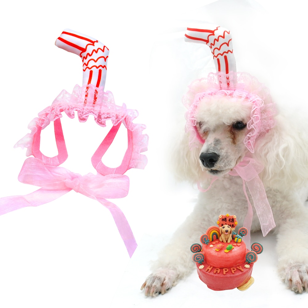 Sombrero de Paja con Encaje para Perros - Diseño Cálido y Adorable para Fiestas de Cumpleaños — imagen 1
