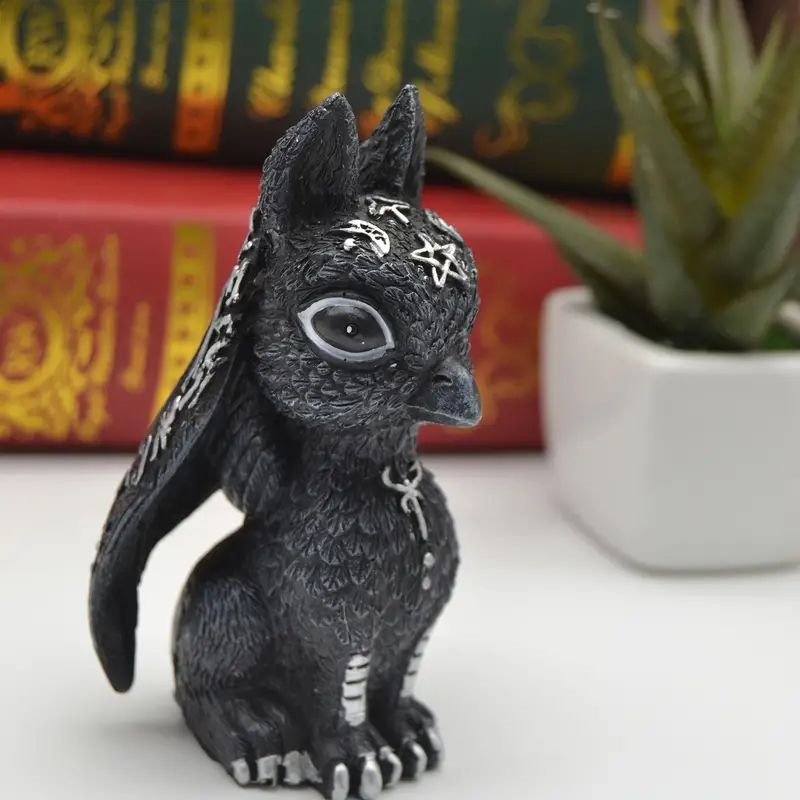 Figura de Decoración de Resina de Gato Negro y Bruja de Halloween - Ambiente Mágico y Misterioso — imagen 13