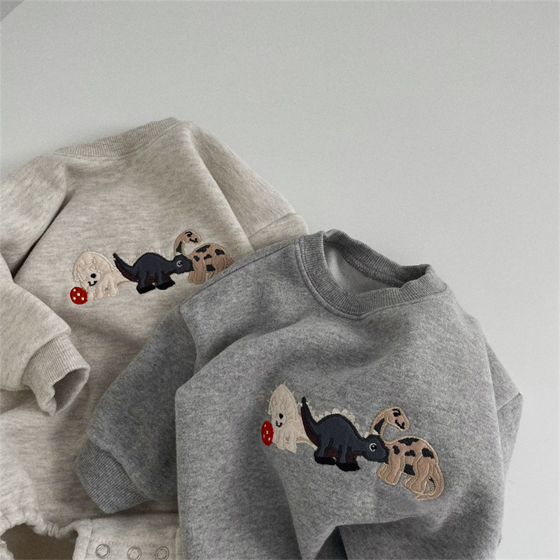 Dinosaur embroidery fleece bag fart hoodie crawling suit — image 4