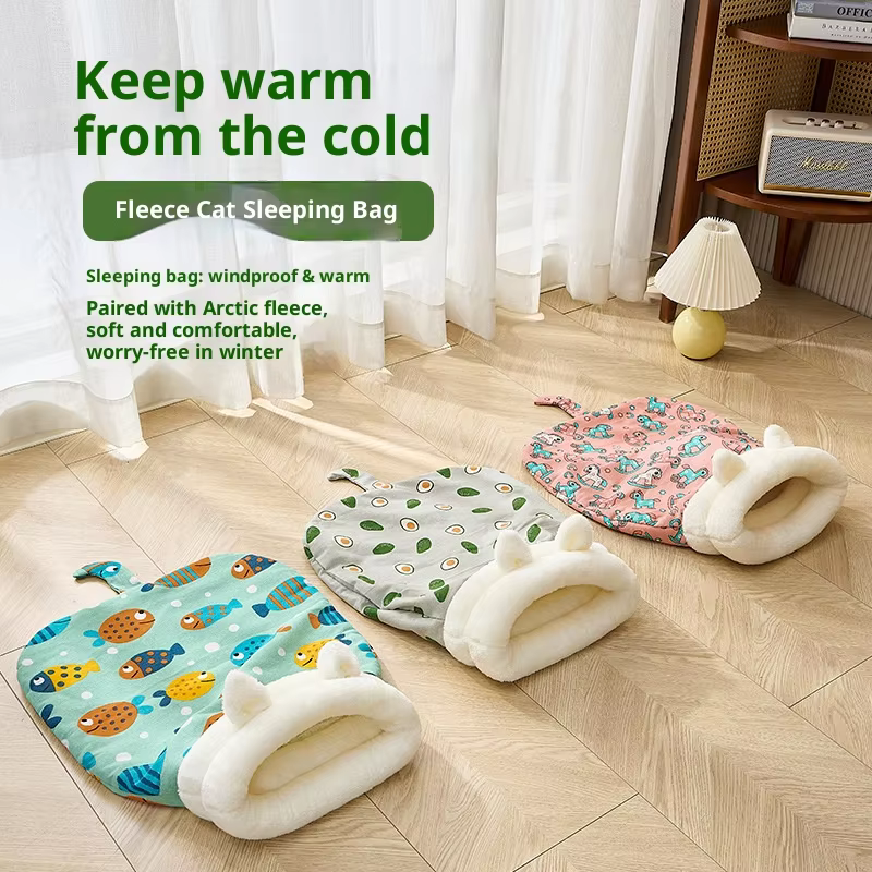 Pet Supplies Pet Nest Cat nest winter warm cat sleeping bag semi-enclosed kennel house deep sleep cat quilt puppy — image 2
