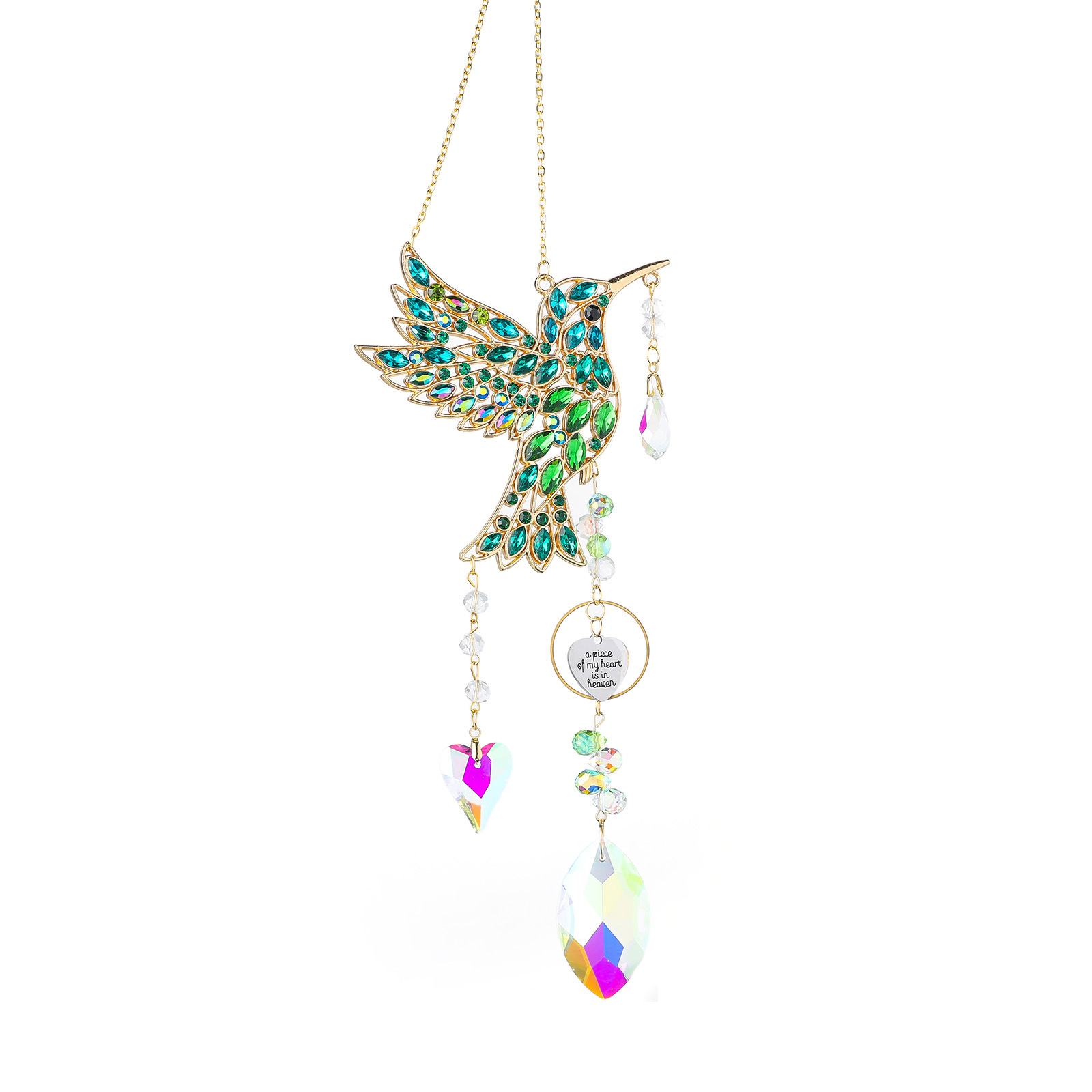 Hummingbird Crystal Sunshine Catcher Courtyard Wind Chime Mesh Leaf Pendant — image 3