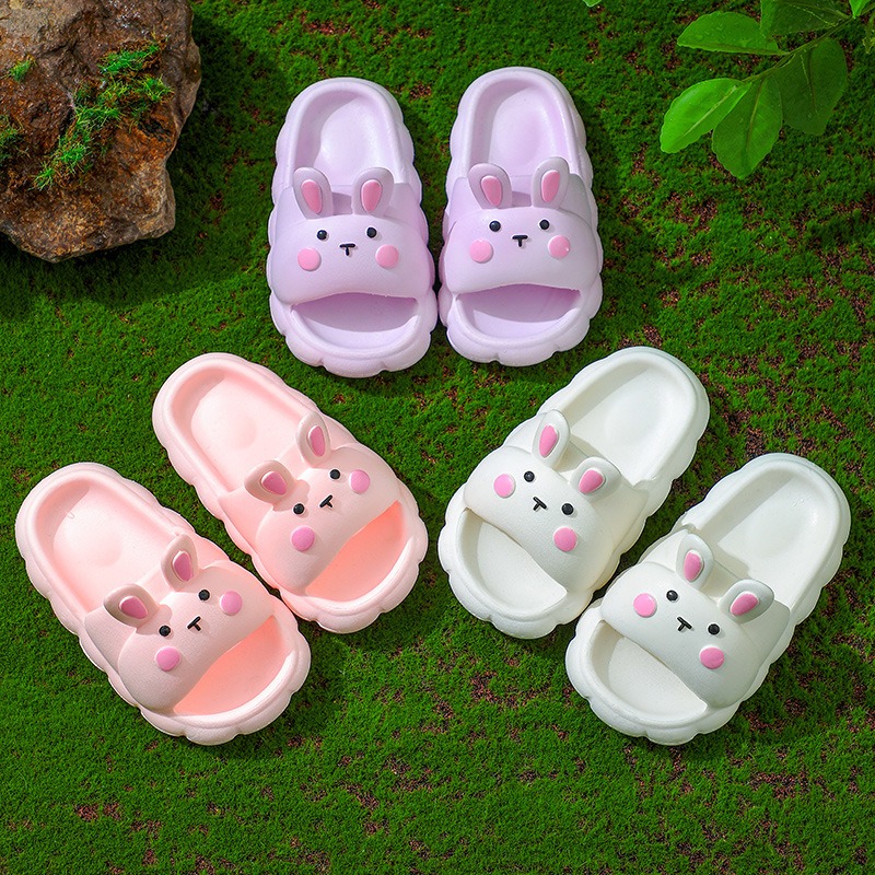 Children slippers home soft bottom non slip indoor and outdoor cute three dimensional cartoon rabbit sandals and slippers — image 1