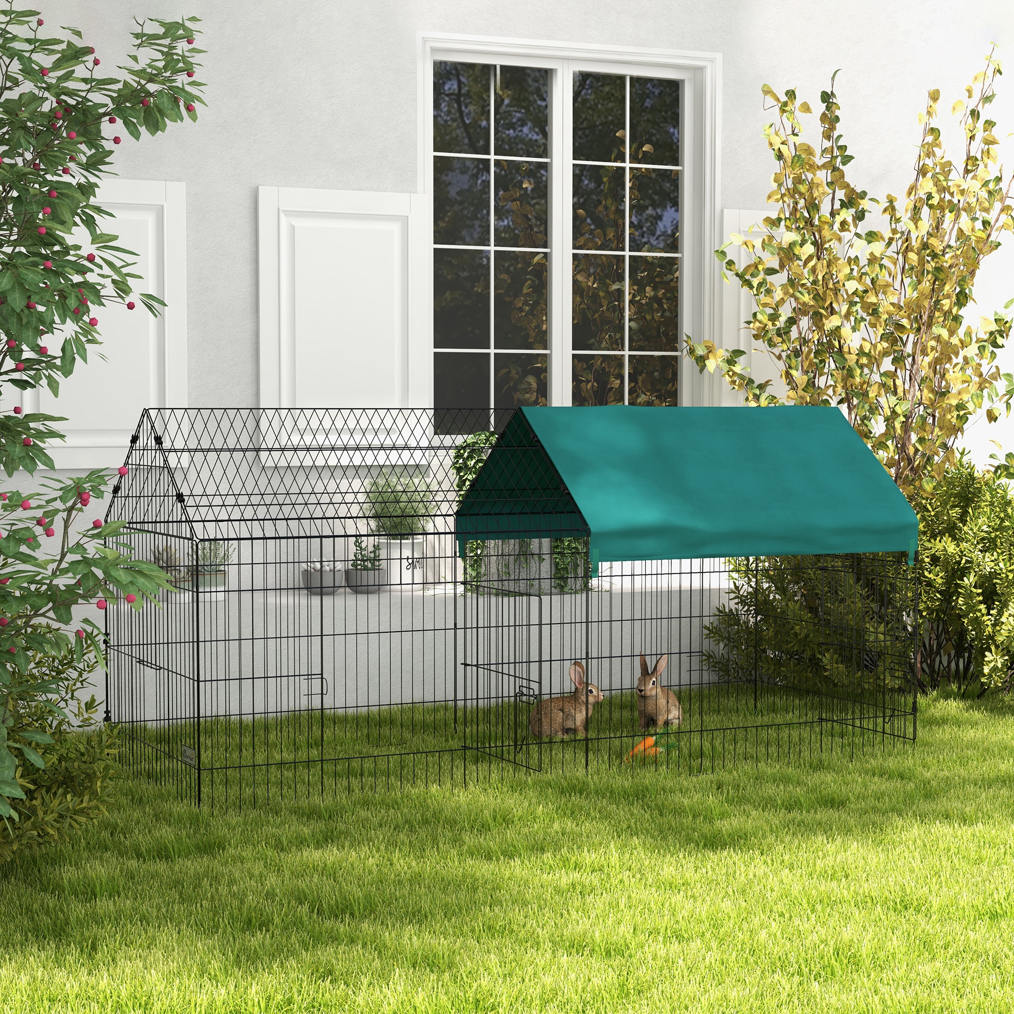 87" Small Animal Playpen with Roof for Rabbits, Chicken, Chinchillas for Indoor/Outdoor Use, Green — image 2