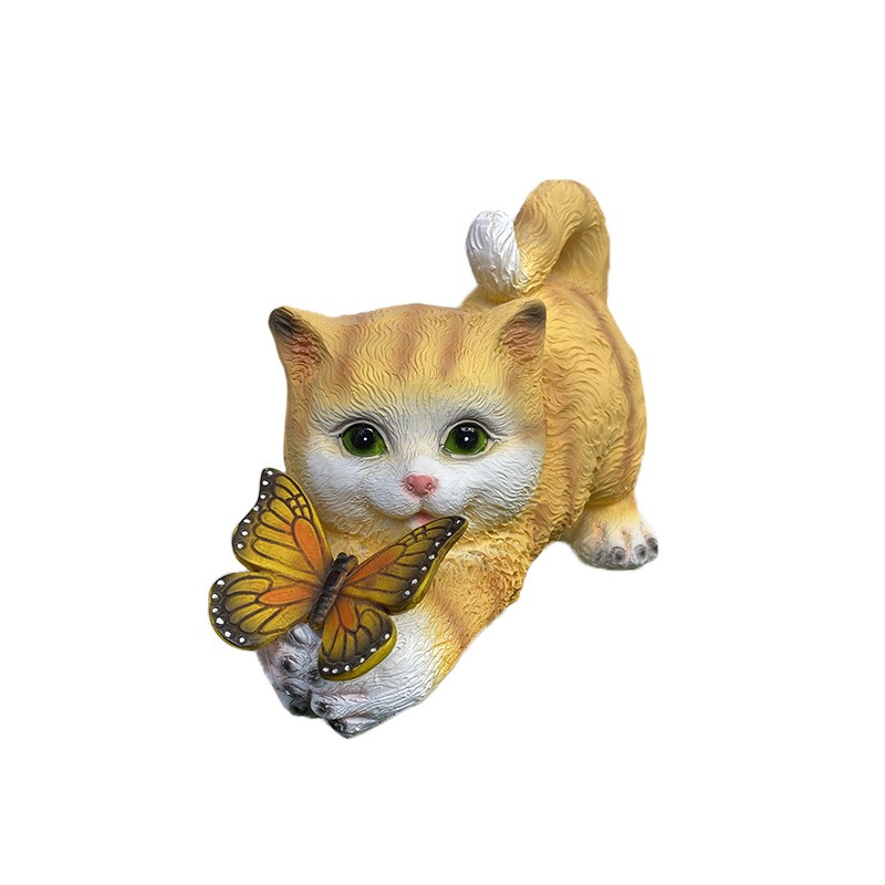 Solar resin lamp outdoor cat butterfly decorative ornaments — image 1