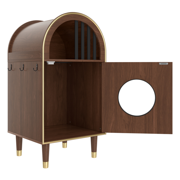 Caja de Arena para Gatos, Conexión 2 en 1: Casa y Cama para Dos Gatos con Refugio Cozino en Niveles, Decoración Moderna para Dormir con Acabado Espresso — imagen 2
