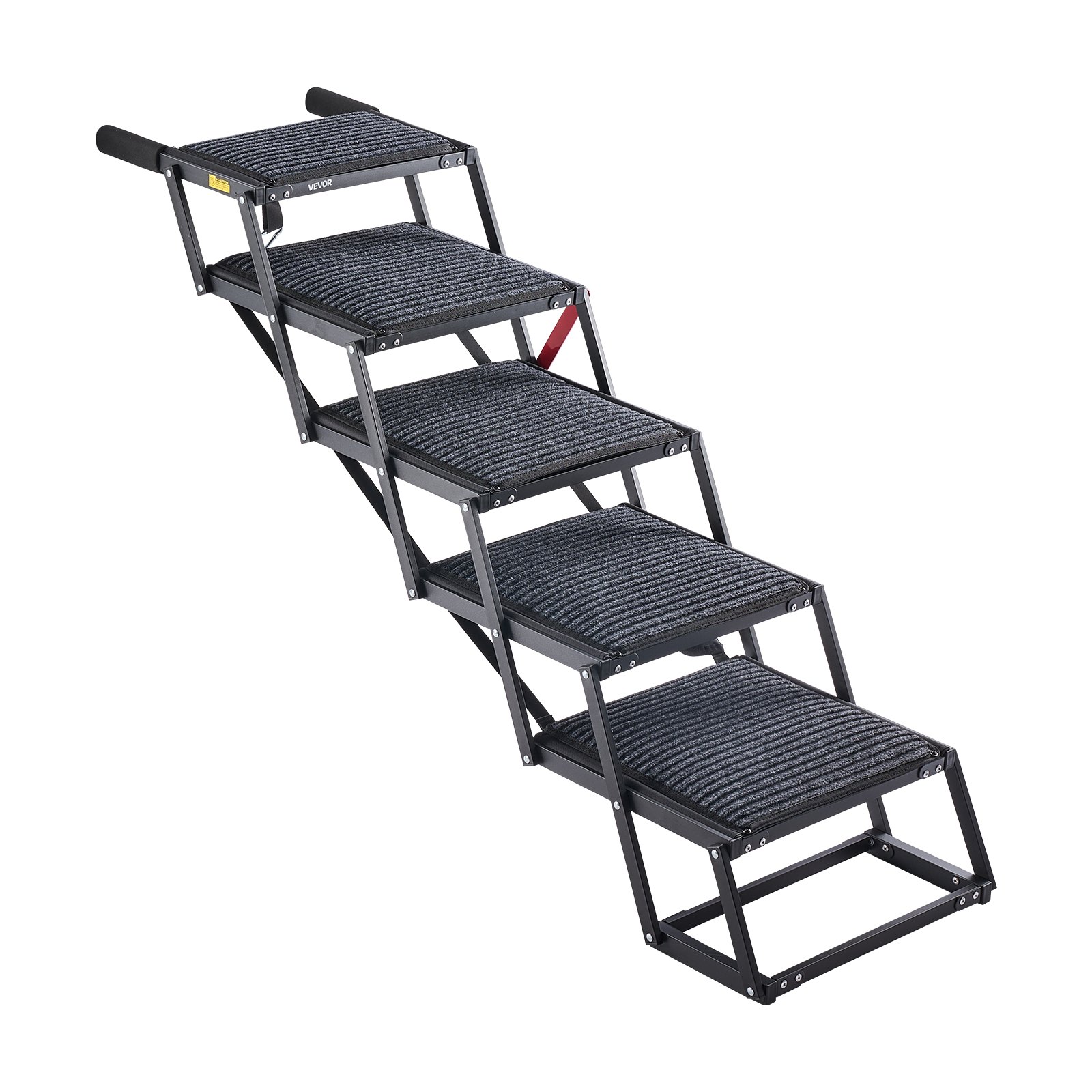 Dog Stairs For Car, 5 Steps Extra Wide Foldable Dog Ramp For Large Dogs With Non-Slip Rug Surface, Portable Lightweight Pet Ladder For Car, SUV, Truck, High Beds, Sofas, Support Up To 200 Lbs — image 1