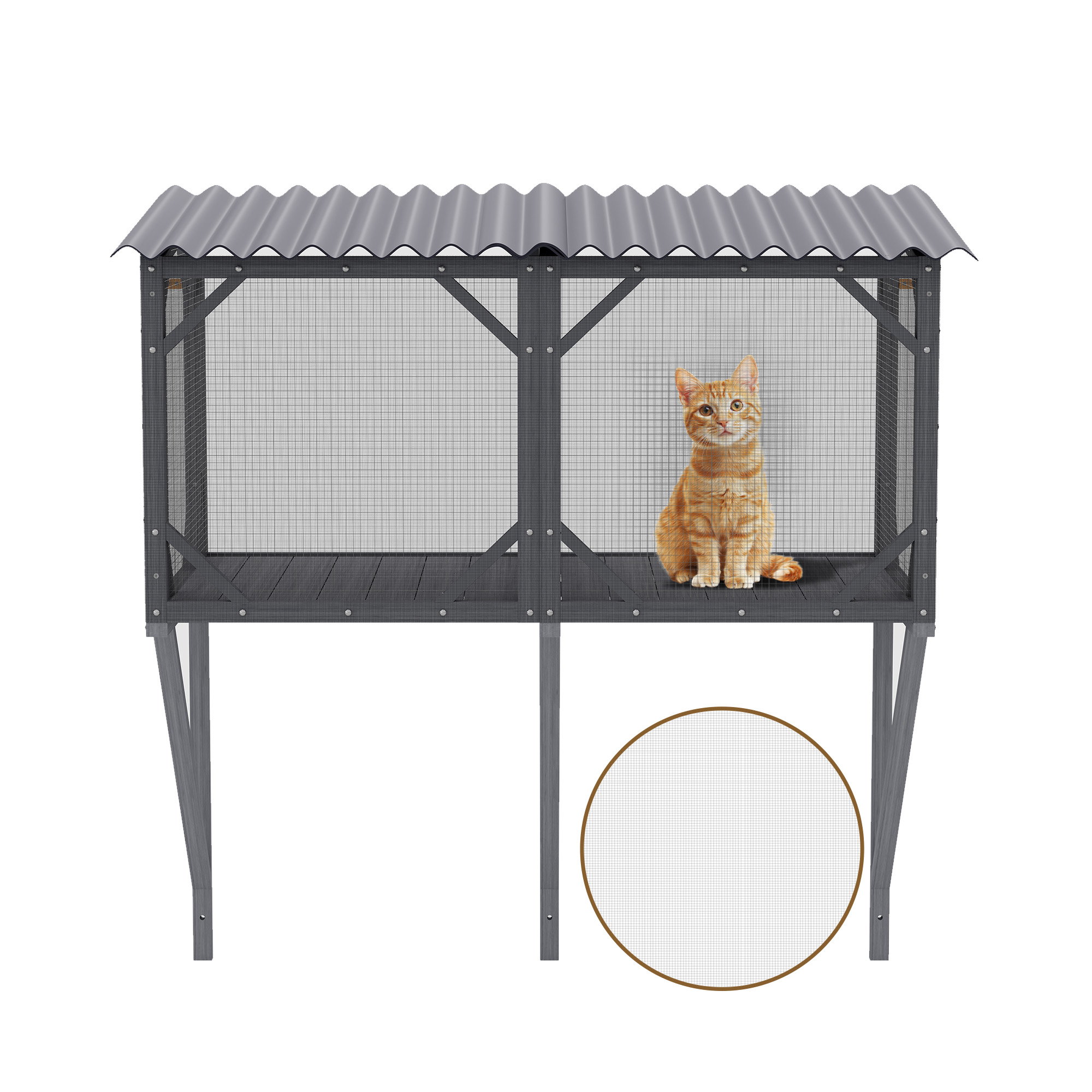 Cat Window Box, 43.3 Catio Outdoor Cat Enclosure With Bug Proof Net For Sunbathing, Napping & Viewing, Window Perch For Large Indoor Cats - All Weather Use, Cat Cage — imagen 2