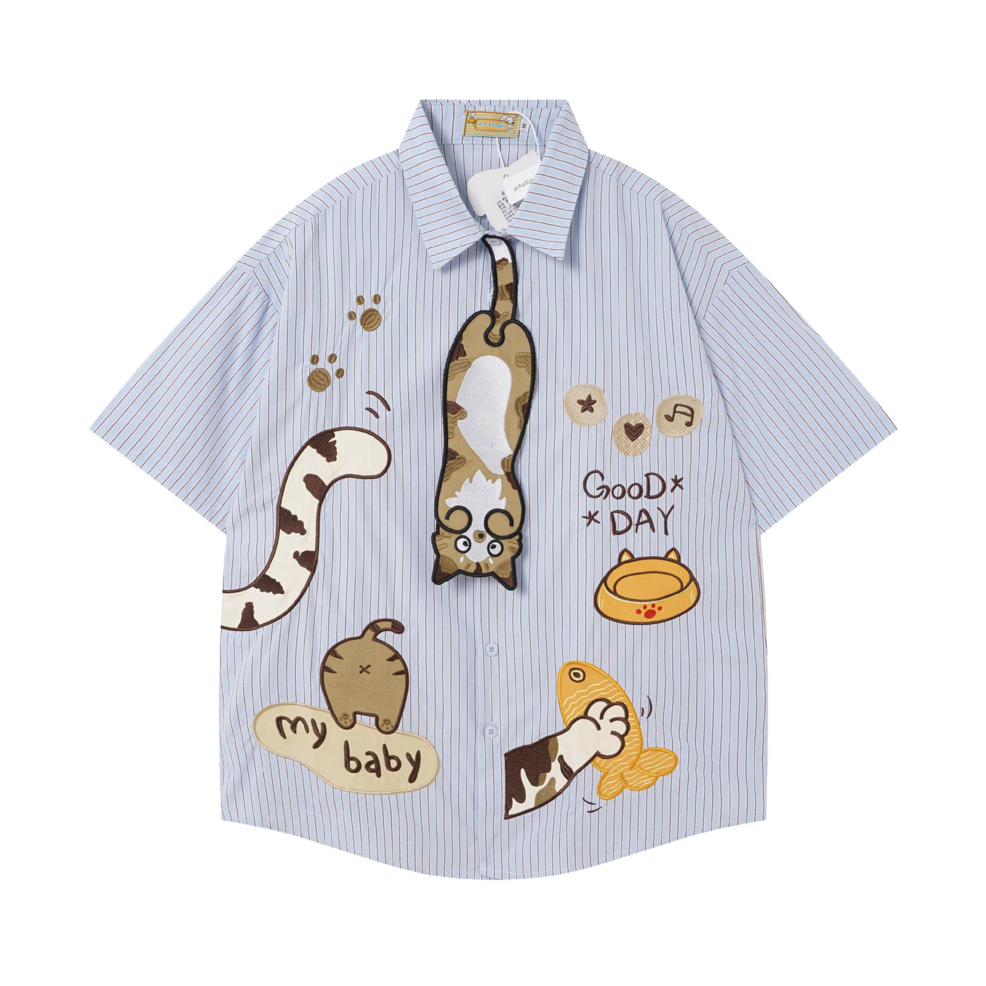 Cat Fishing Embroidered Short Sleeve — image 7