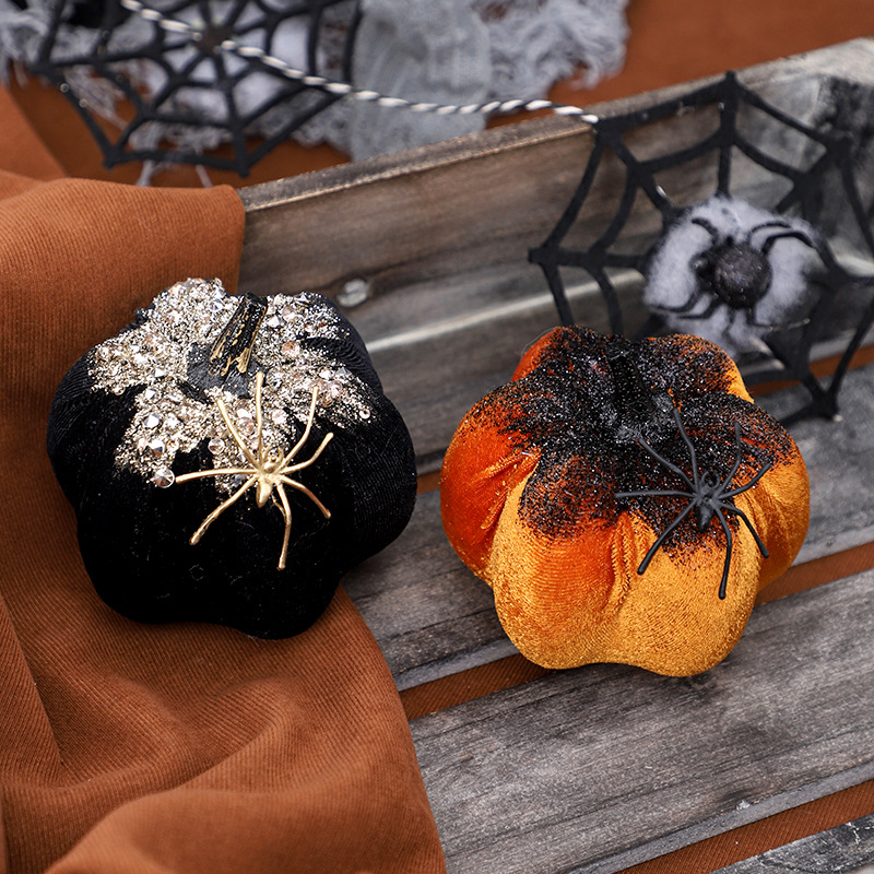 Halloween Decoration Nordic Style Fake Spider Pumpkin Figurine Gift for Festival — image 3